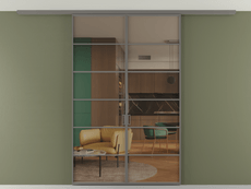 Перегородка Formato вдоль стены на потолок двустворчатая