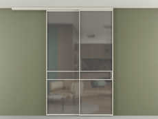 Перегородка Formato вдоль стены на потолок 2 створки с синхронным механизмом