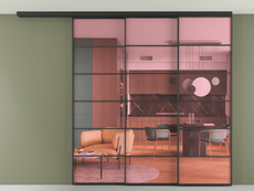 Перегородка Формато вдоль стены на потолок 3 створки с синхронным механизмом