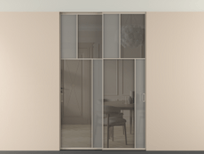 Перегородка Mosaic внутри проёма двустворчатая со скрытым креплением в потолок