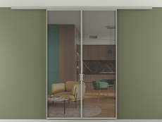 Перегородка Formato вдоль стены на потолок 2 створки