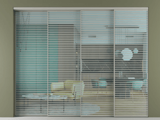 Перегородка Formato внутри проёма 4 створки с синхронным механизмом