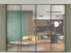 Перегородка Formato внутри проёма скрытое крепление в потолок 4 створки