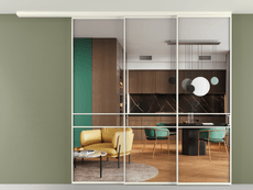 Перегородка Формато вдоль стены на потолок 3 створки с синхронным механизмом