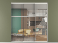 Перегородка Formato внутри проёма 3 створки с синхронным механизмом