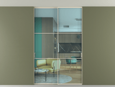 Перегородка Formato внутри проёма скрытое крепление в потолок 2 створки