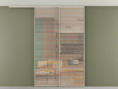 Перегородка Formato вдоль стены на потолок 2 створки с синхронным механизмом