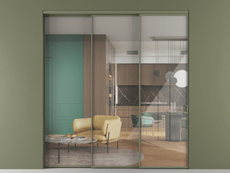 Перегородка Formato внутри проёма 3 створки с синхронным механизмом