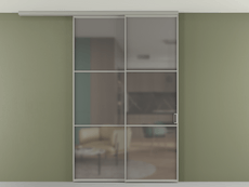 Перегородка Formato вдоль стены на потолок 2 створки с синхронным механизмом