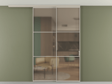 Перегородка Formato вдоль стены на потолок 2 створки с синхронным механизмом