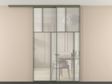 Перегородка Мозаик вдоль стены на потолок 2 створки с синхронным механизмом