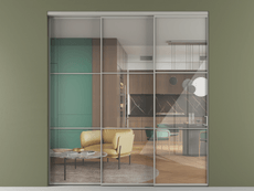 Перегородка Formato внутри проёма 3 створки с синхронным механизмом