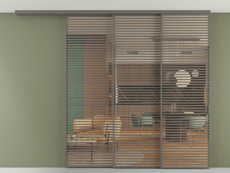 Перегородка Formato вдоль стены на потолок 3 створки с синхронным механизмом