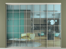 Перегородка Formato внутри проёма 4 створки с синхронным механизмом