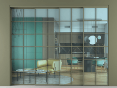 Перегородка Формато внутри проёма 4 створки с синхронным механизмом