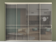 Перегородка Formato внутри проёма 4 створки с синхронным механизмом