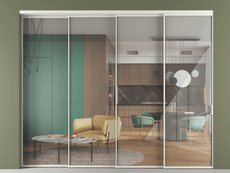 Перегородка Formato внутри проёма 4 створки с синхронным механизмом