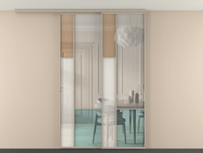 Перегородка Мозаик вдоль стены на потолок 2 створки с синхронным механизмом