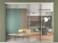 Перегородка Formato внутри проёма 4 створки с синхронным механизмом