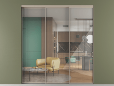 Перегородка Formato внутри проёма 3 створки с синхронным механизмом