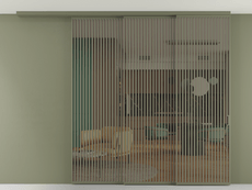 Перегородка Formato вдоль стены на потолок 3 створки с синхронным механизмом