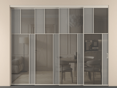 Перегородка Mosaic внутри проёма 4 створки с синхронным механизмом