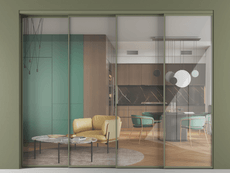 Перегородка Formato внутри проёма 4 створки с синхронным механизмом