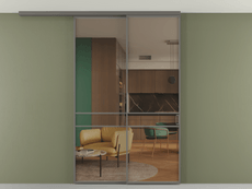 Перегородка Formato вдоль стены на потолок 2 створки с синхронным механизмом