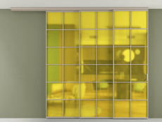 Перегородка Formato вдоль стены на потолок 3 створки с синхронным механизмом