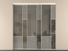 Перегородка Mosaic внутри проёма 3 створки с синхронным механизмом