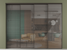 Перегородка Formato внутри проёма 4 створки с синхронным механизмом