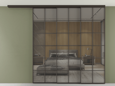 Перегородка Formato вдоль стены на потолок 3 створки с синхронным механизмом