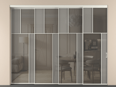 Перегородка Mosaic внутри проёма 4 створки с синхронным механизмом