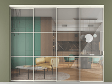 Перегородка Formato внутри проёма 4 створки с синхронным механизмом