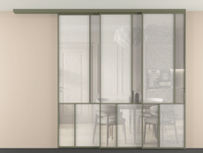 Перегородка Мозаик вдоль стены на потолок 3 створки с синхронным механизмом