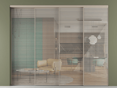 Перегородка Formato внутри проёма 4 створки с синхронным механизмом