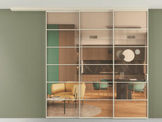 Перегородка Формато вдоль стены на потолок 3 створки с синхронным механизмом