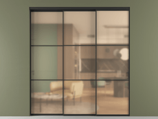 Перегородка Formato внутри проёма 3 створки с синхронным механизмом