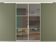 Перегородка Formato вдоль стены на потолок двустворчатая