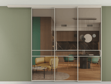 Перегородка Formato вдоль стены на потолок 3 створки с синхронным механизмом