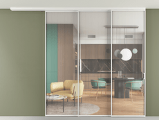 Перегородка Formato вдоль стены на потолок 3 створки с синхронным механизмом