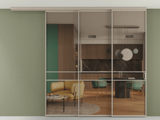 Перегородка Formato вдоль стены на потолок 3 створки с синхронным механизмом