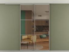 Перегородка Formato вдоль стены на потолок 2 створки с синхронным механизмом