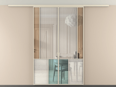 Перегородка Мозаик вдоль стены на потолок 2 створки