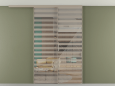 Перегородка Formato вдоль стены на потолок 2 створки с синхронным механизмом