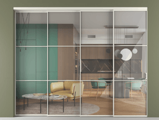 Перегородка Formato внутри проёма 4 створки с синхронным механизмом