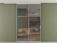 Перегородка Formato вдоль стены на потолок 2 створки с синхронным механизмом