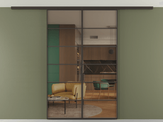 Перегородка Formato вдоль стены на потолок 2 створки