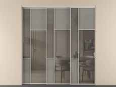 Перегородка Mosaic внутри проёма 3 створки с синхронным механизмом