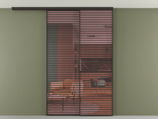 Перегородка Formato вдоль стены на потолок 2 створки с синхронным механизмом